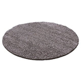 Round High Pile Rug - Solid Dark Grey