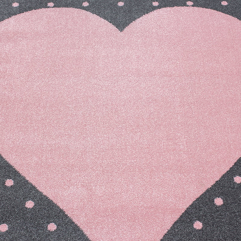 Round Children's Floor Rug - Bambi Heart Pink