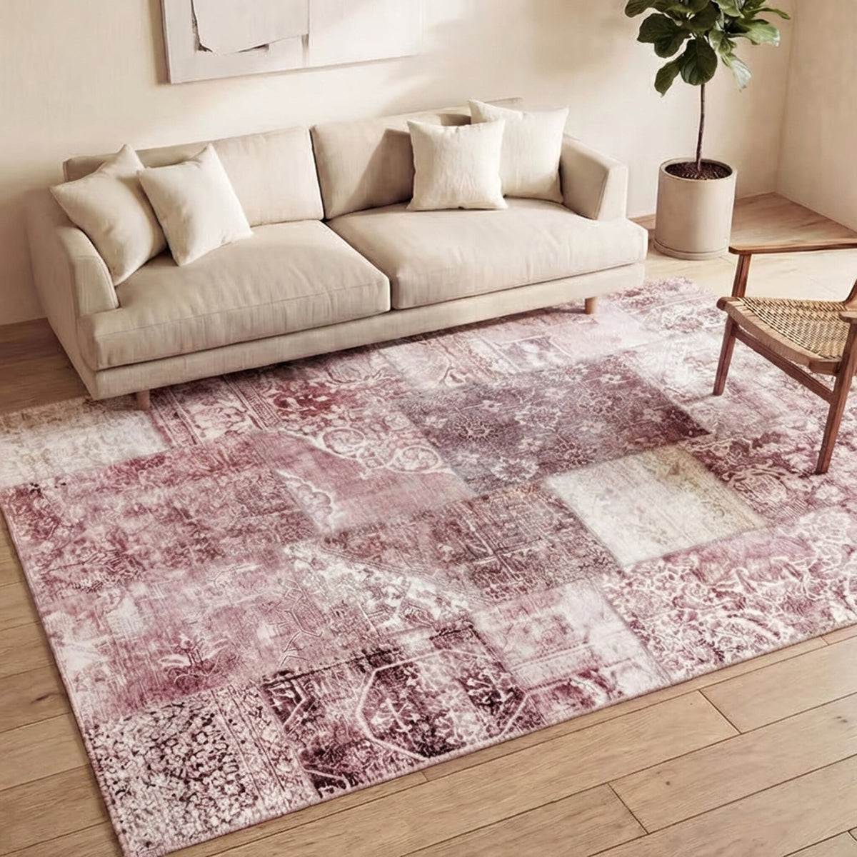 Patchwork Rug - Lago Red/Pink
