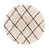 Round High Pile Rug - Grand Lines Cream/Black