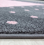 Round Children's Floor Rug - Bambi Heart Pink