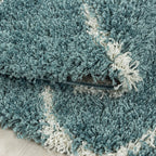 Round Berber Floor Rug - Agadir Circle Blue/Cream