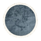 Round High Pile Rug - Lofty Fringe Blue