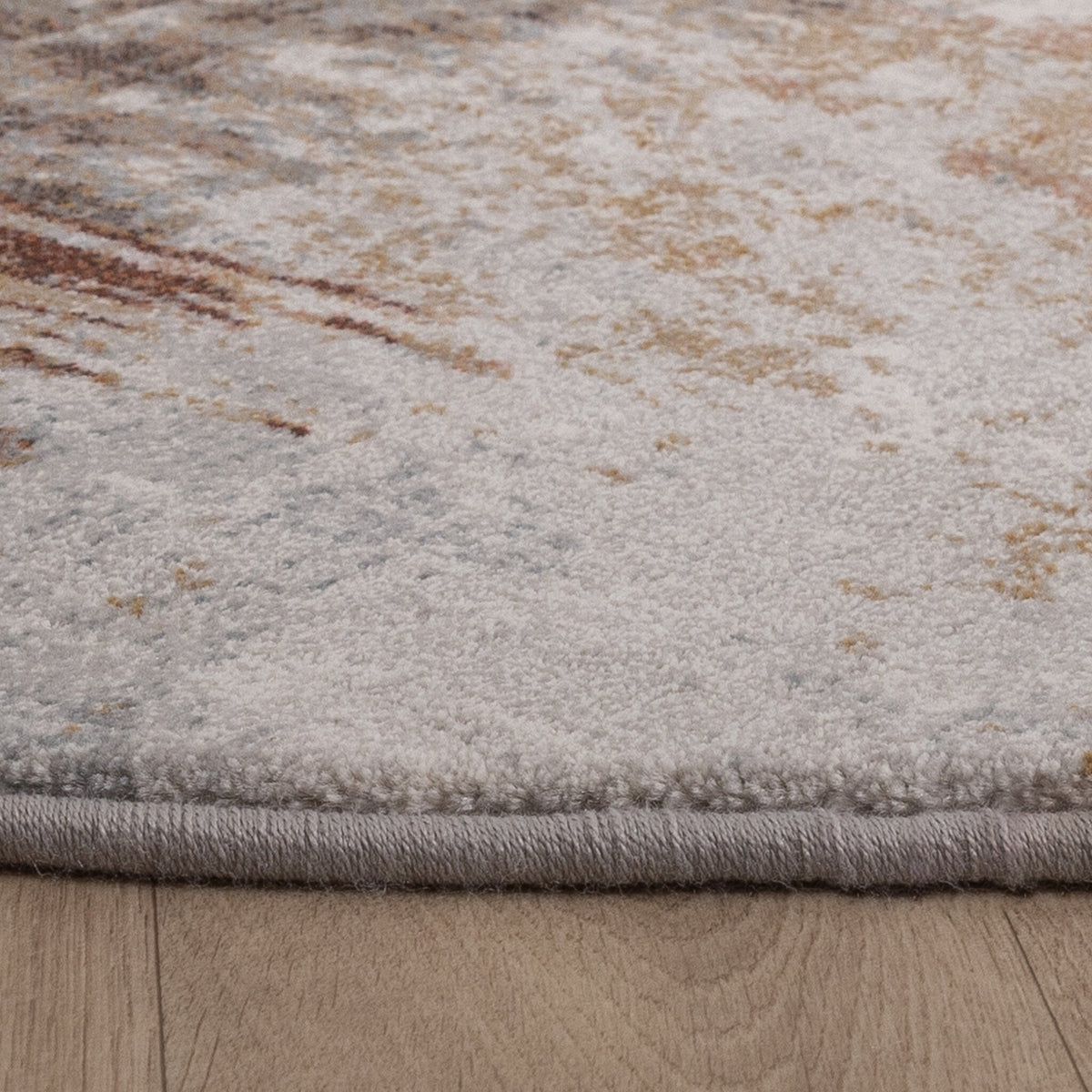 Round Abstract Rug - Xavier Brush Taupe/Red