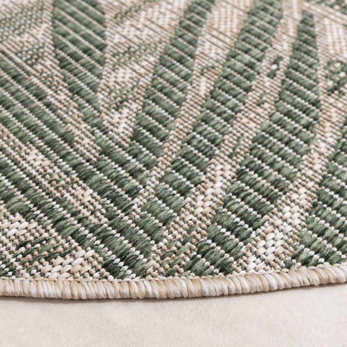 Round Outdoor Rug - Tiga Edge Green