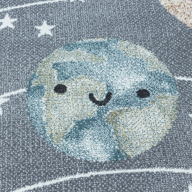 Children's floor rug - Fleurtje Planets Grey