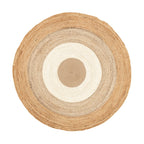 Rond Jute vloerkleed - Mirai Border Wit/Naturel