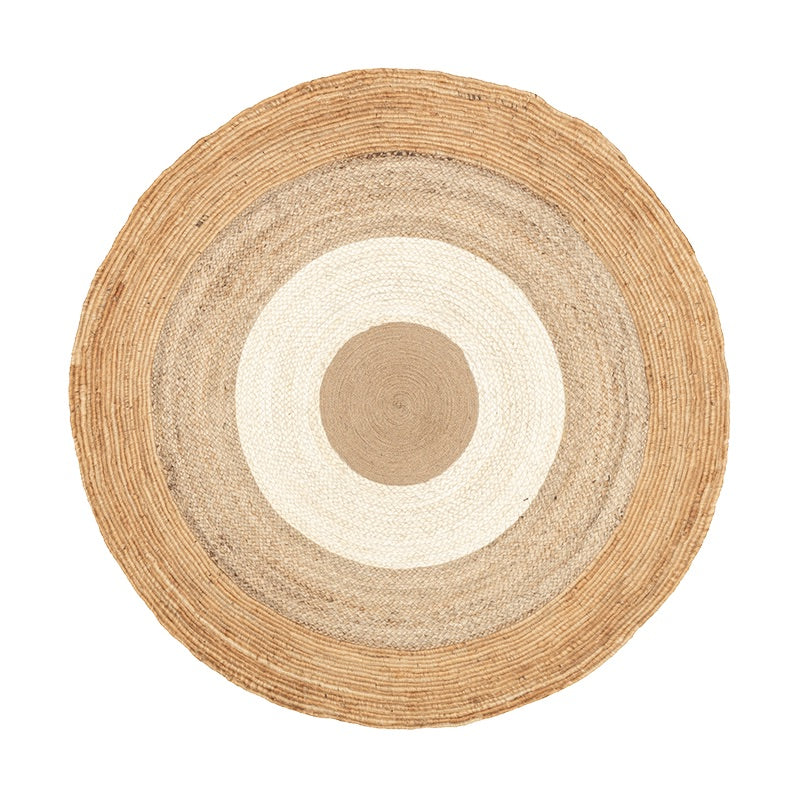 Rond Jute vloerkleed - Mirai Border Wit/Naturel