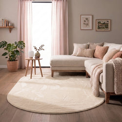 Owalny dywan o niskim runie – Cozy Krem
