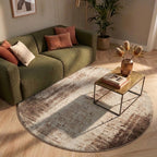 Runder abstrakter Teppich - Rusty Taupe