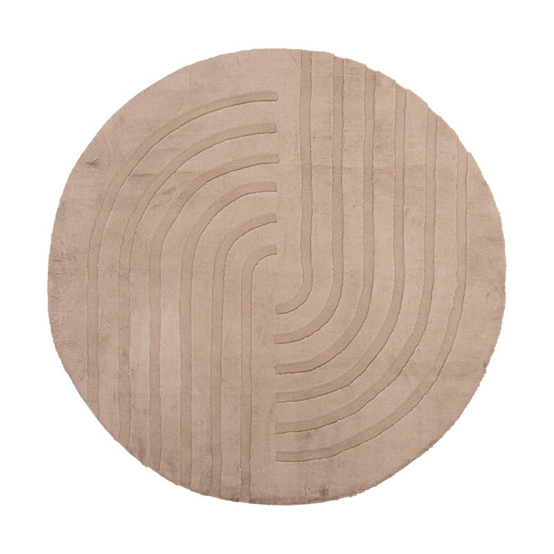 Rond hoogpolig vloerkleed - Carvy Curves Taupe