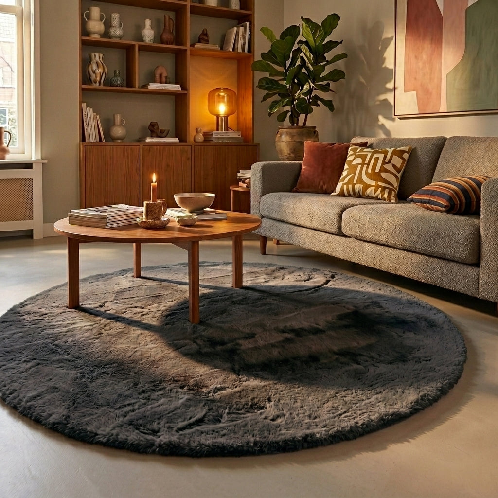 Rond Hoogpolig vloerkleed - Comfy Supreme Antraciet
