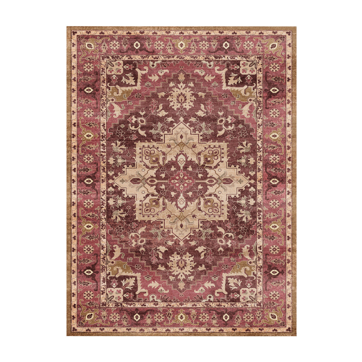Vintagematta - Sage Medallion Red