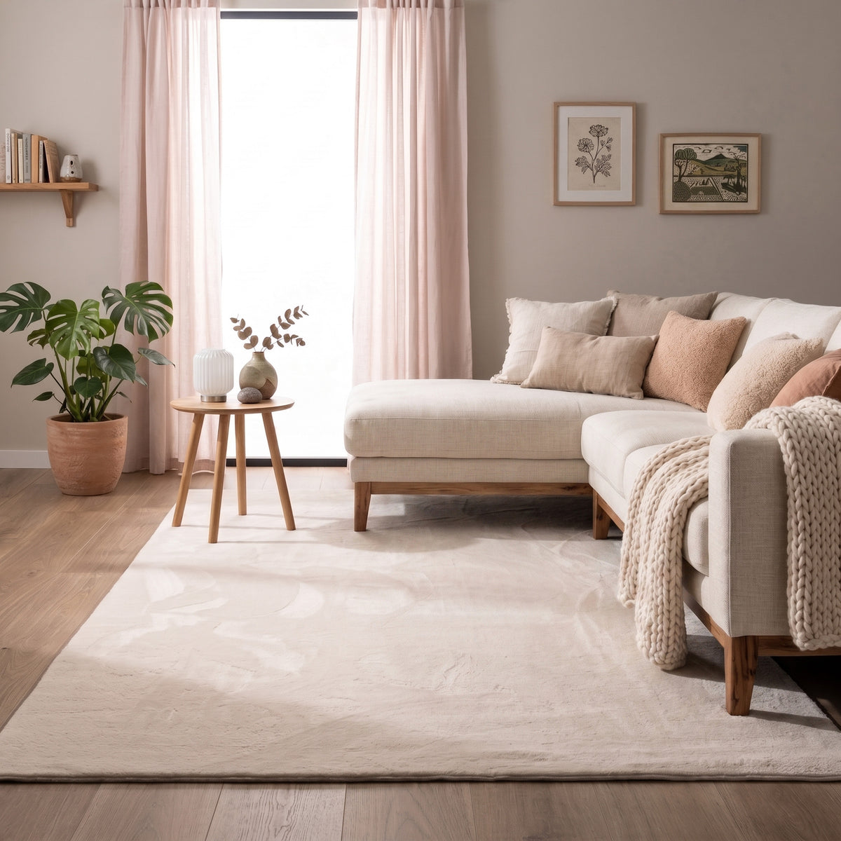 Flauschiger Teppich - Cozy Creme